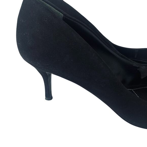 Charles David Size 8M Velvety Faux Suede Black Pointed Toe Kitten Heel Pumps - Picture 4 of 13